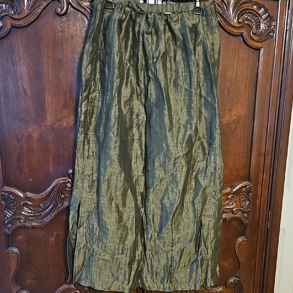 Elegant Olive Green Linen Skirt Maxi Draw String Xl - Picture 1 of 5